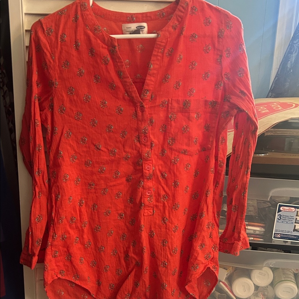 Old Navy Red Floral Blouse